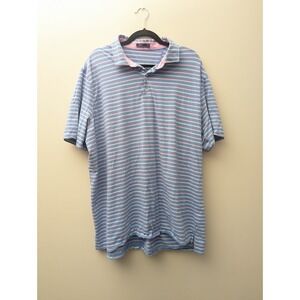 Johnnie O Polo Shirt Men 2XL XXL Blue‎ Striped Cotton Comfort Casual Preppy Golf